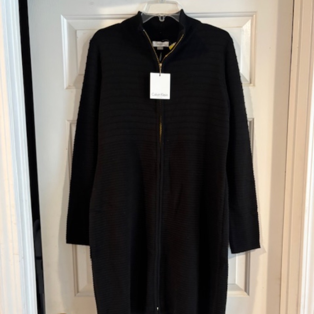 Calvin Klein "NEW w/tag" textured zipper front dress